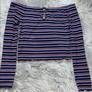 Striped Frill laced crop top